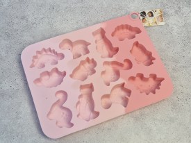 Molde silicona tricolor rosa 12 dinosaurios 